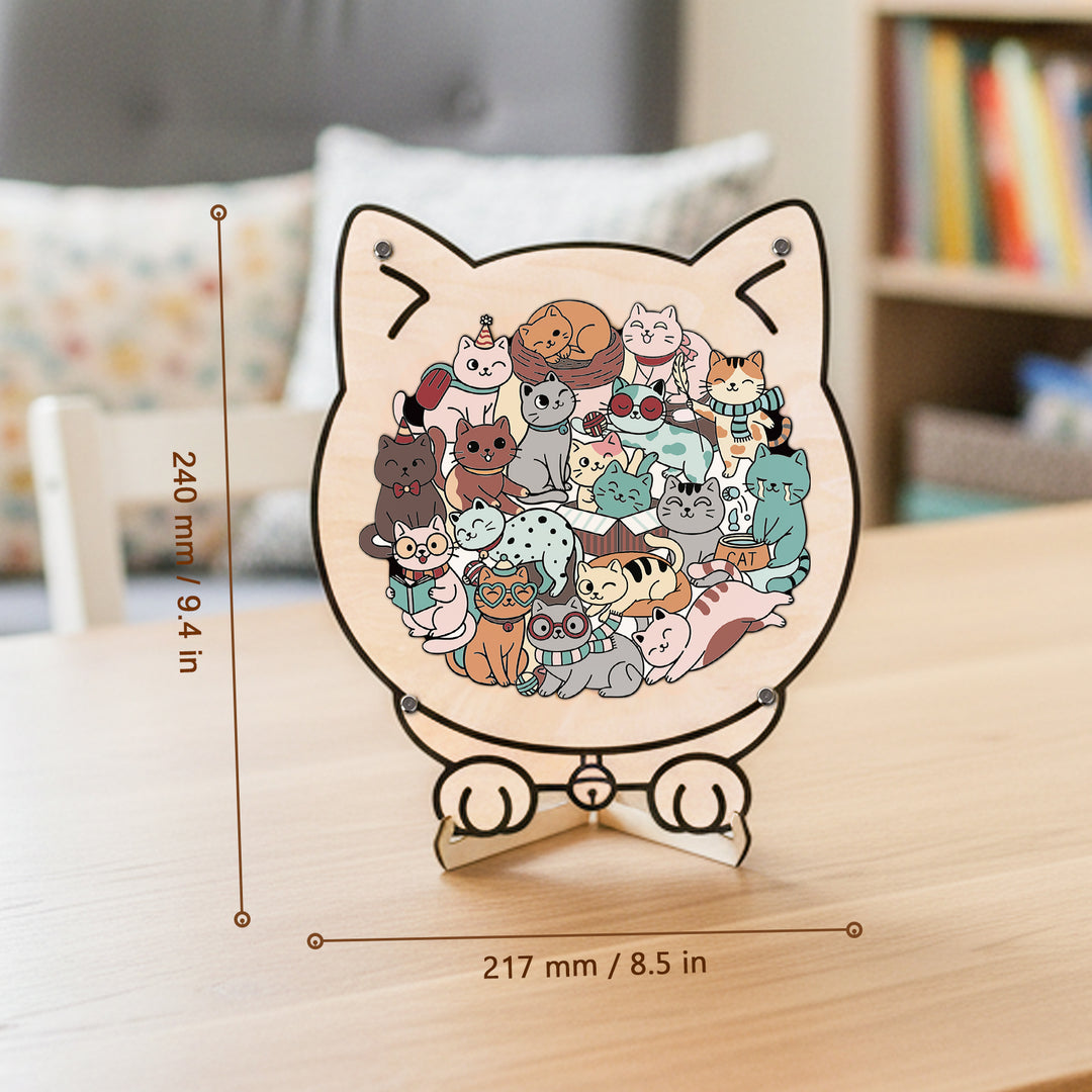 Wooden Kids Jigsaw Puzzle Cat Shaped Montessori Puzzle