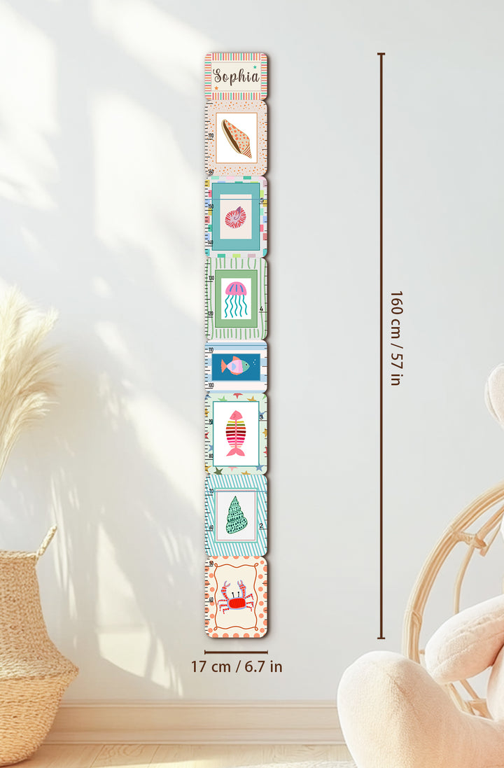 Personalized Wooden Sea Animal Growth Chart for Kids Woodemon