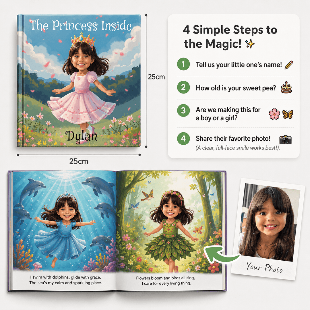 Personalized Little Princess Adventure Book for Kids Woodemon