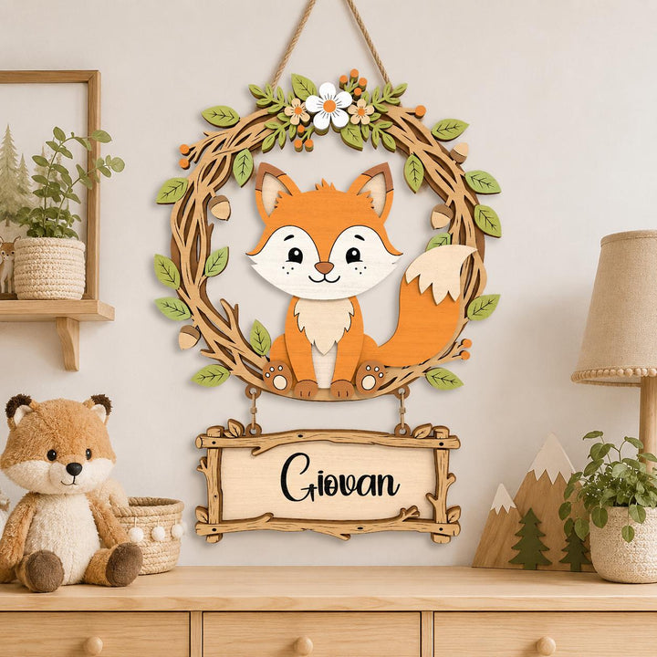 Personalized Fox Nursery Name Sign