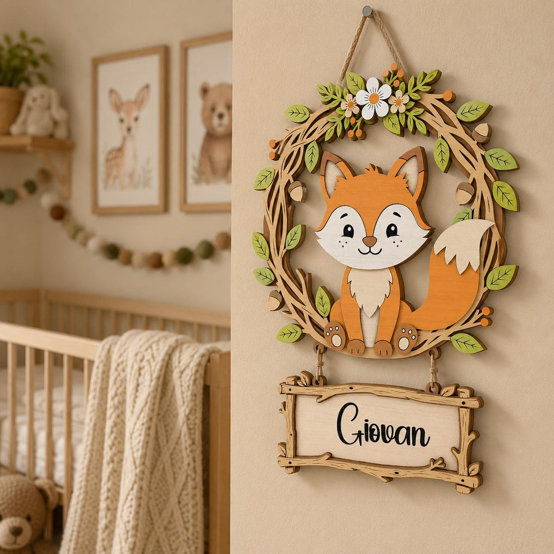 Personalized Fox Nursery Name Sign
