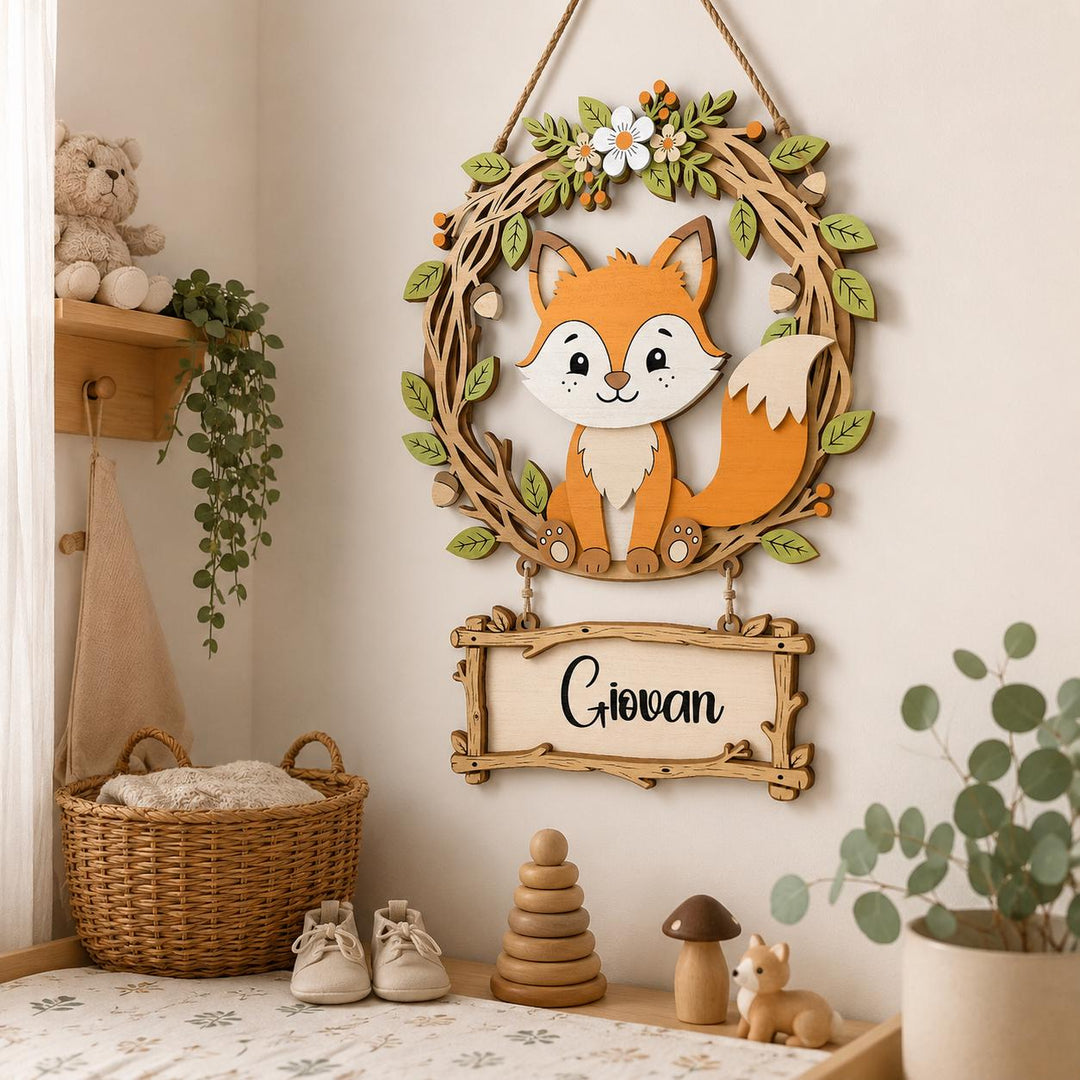 Personalized Fox Nursery Name Sign