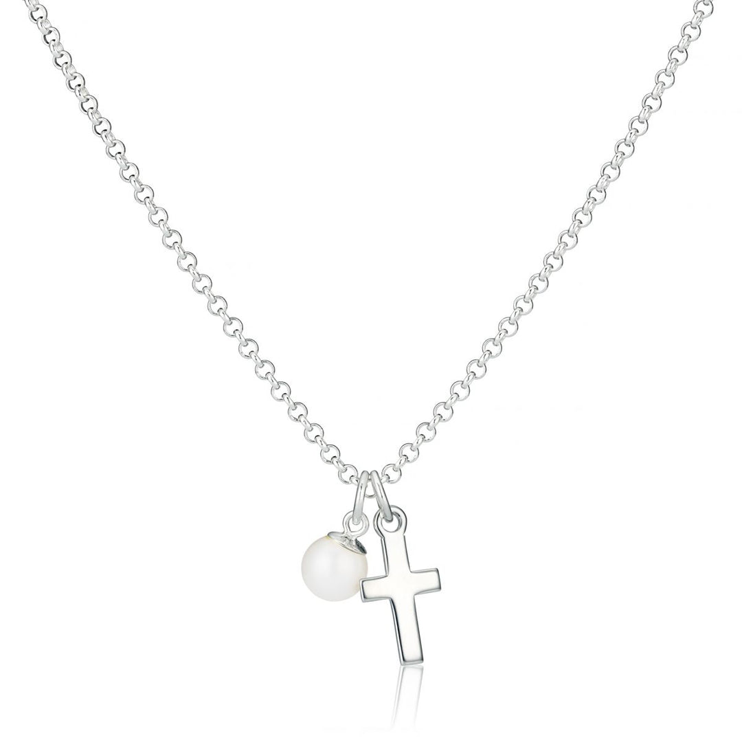 Cross and Pearl Childrens initiala halsband
