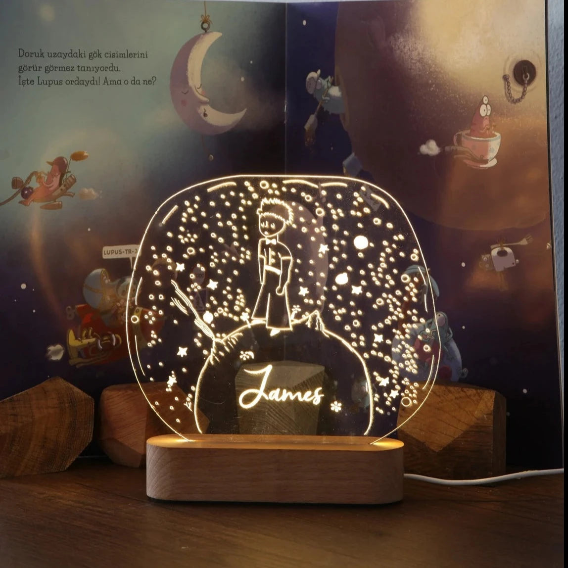 Personalized Night Light with Moon & Stars