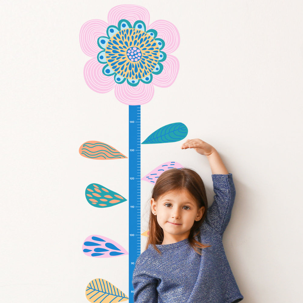 Cute Flower Growth Chart Wall Stickers for Kids
