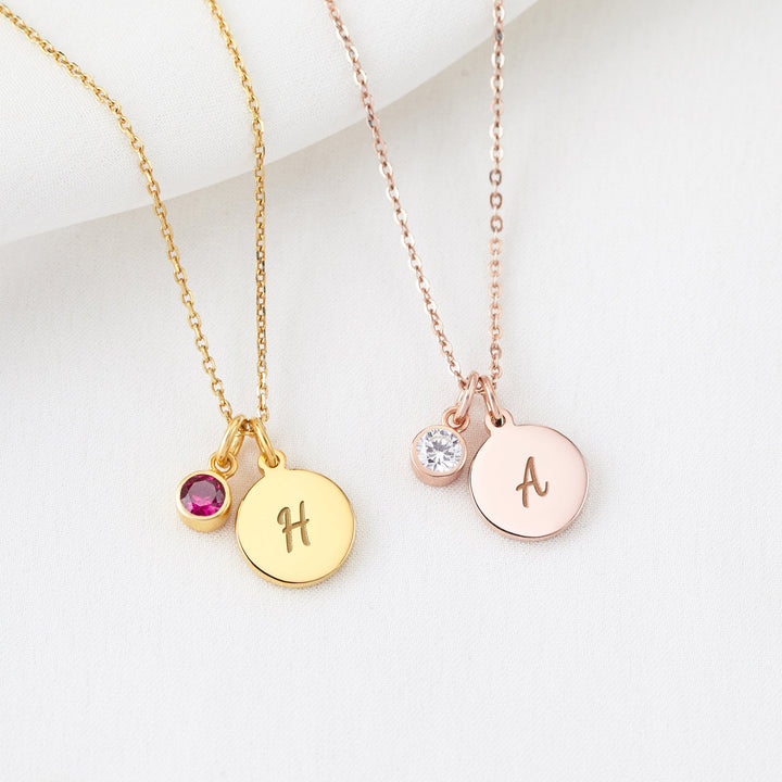 Custom Initial and Birthstone Children's Necklace