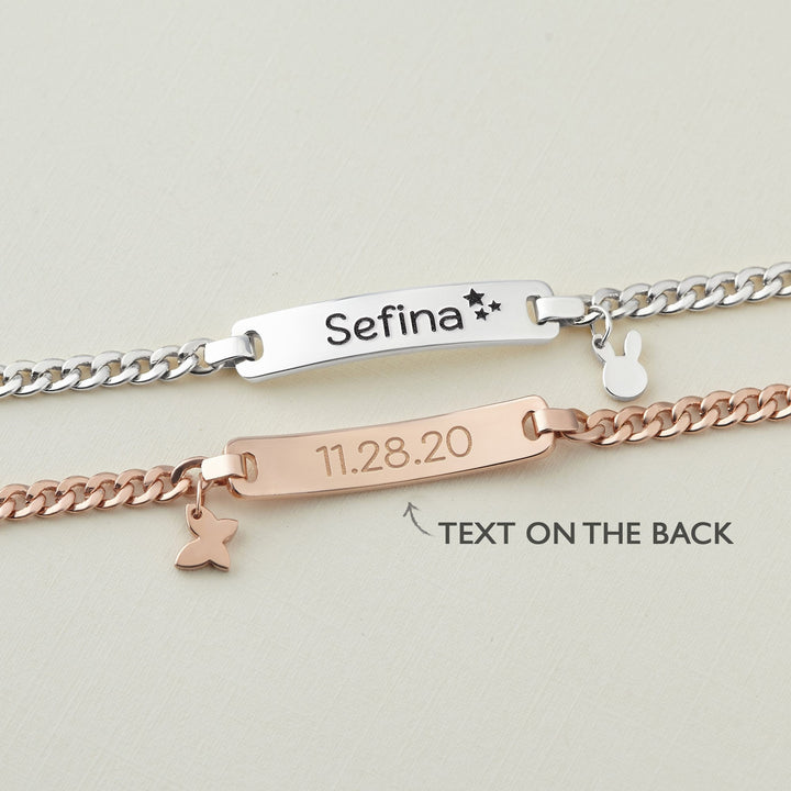 Front and back engravable baby cute element charm bracelet