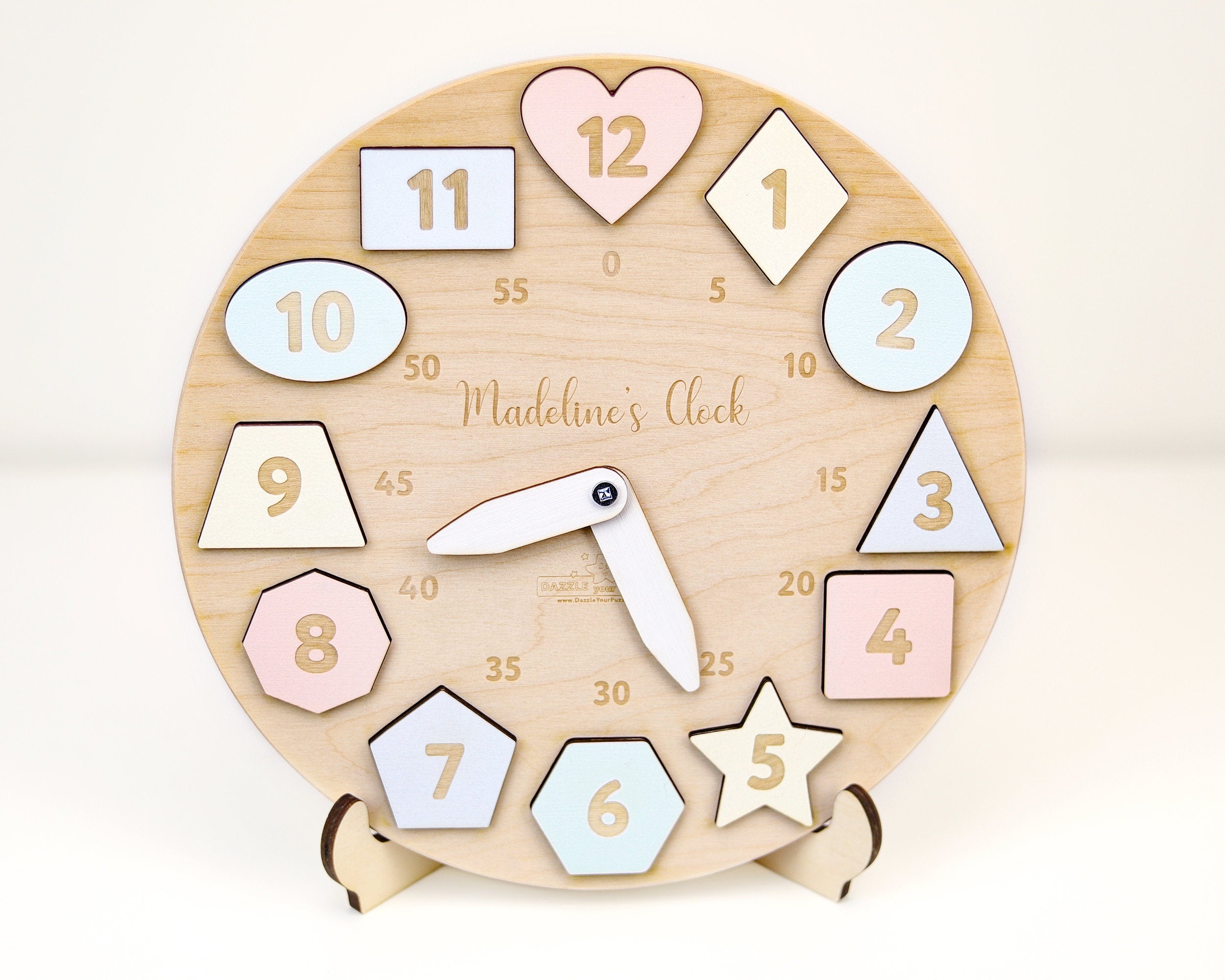 Personalized Wooden Name Clock For Kids