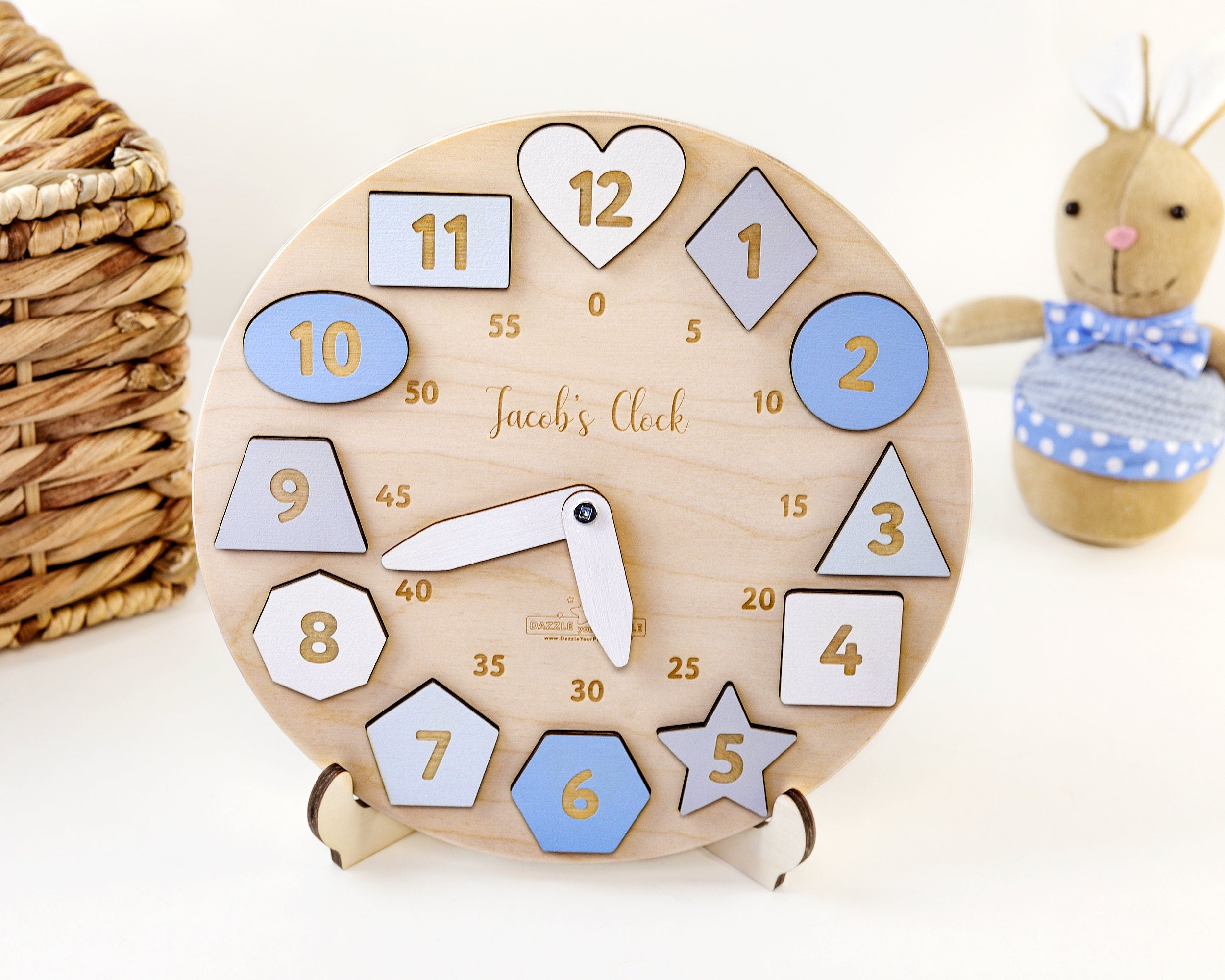 Personalized Wooden Name Clock For Kids