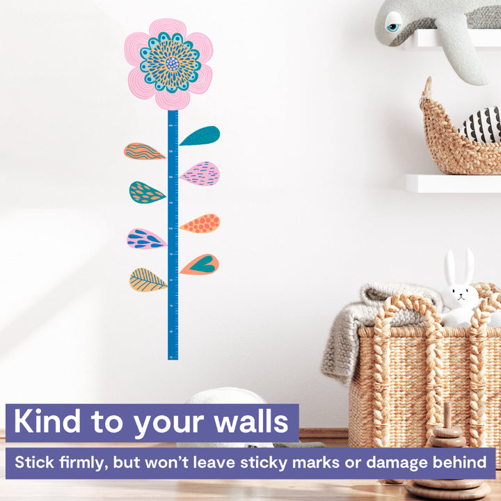 Cute Flower Growth Chart Wall Stickers for Kids