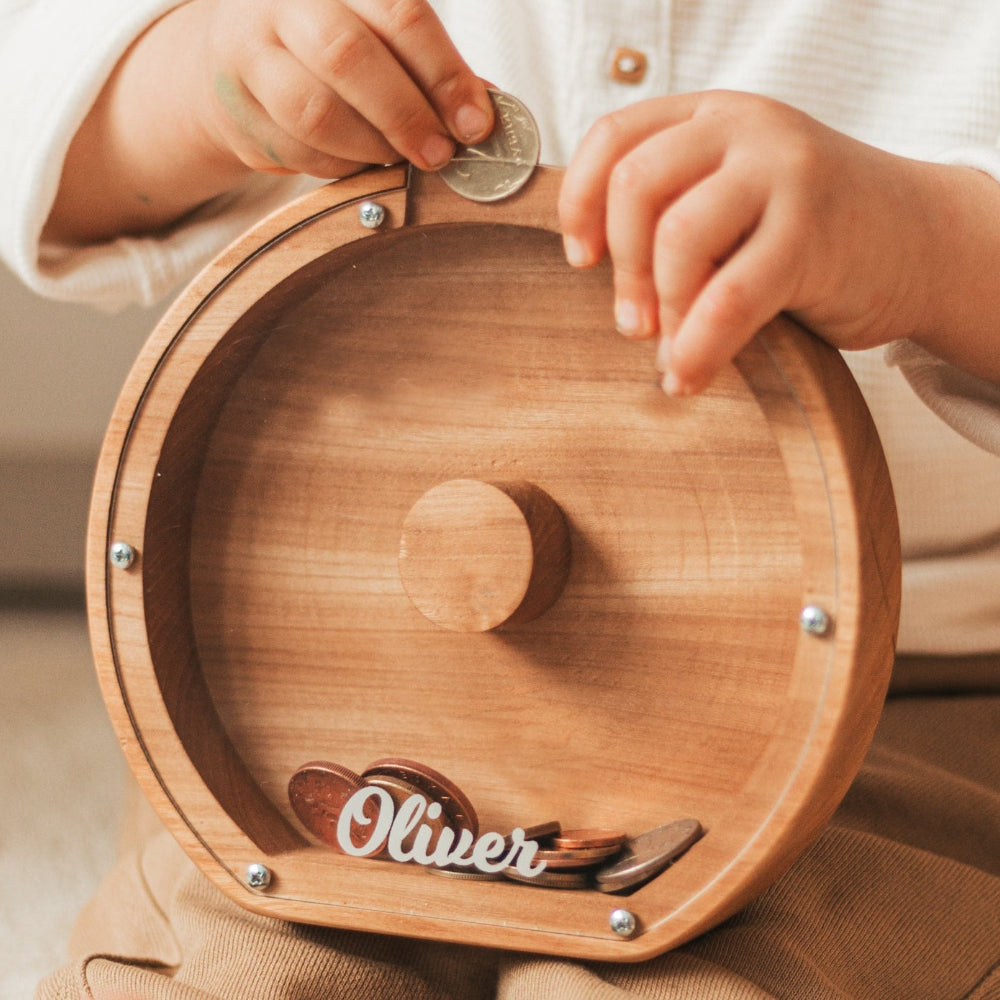 Personalized Wooden Letter Piggy Bank for Kids