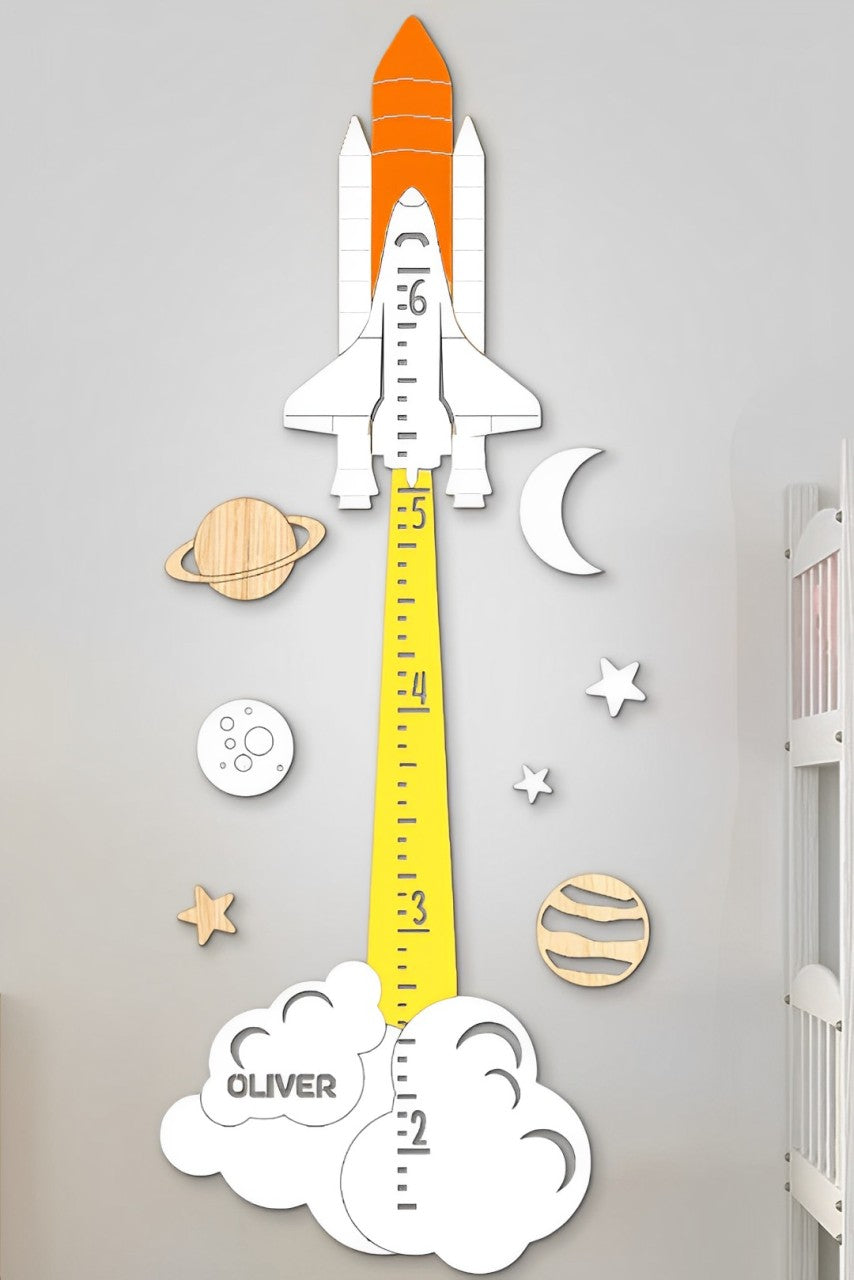 Personalized Wooden Space Rocket Growth Chart Ruler