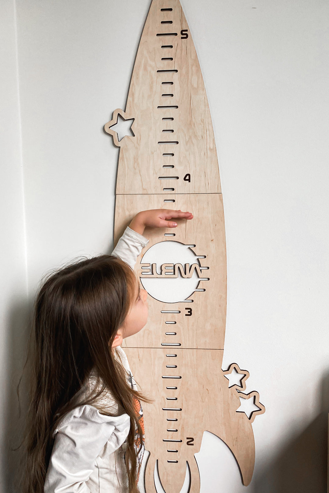 Personalized Wooden Rocket Baby Height Growth Chart