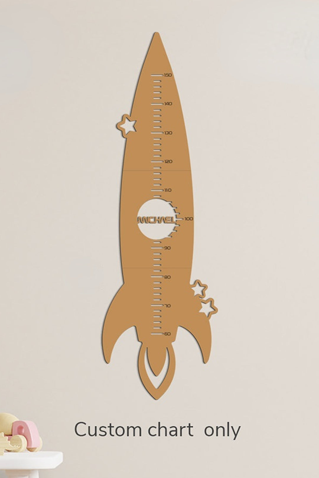 Personalized Wooden Rocket Baby Height Growth Chart - Growth Chart With Name