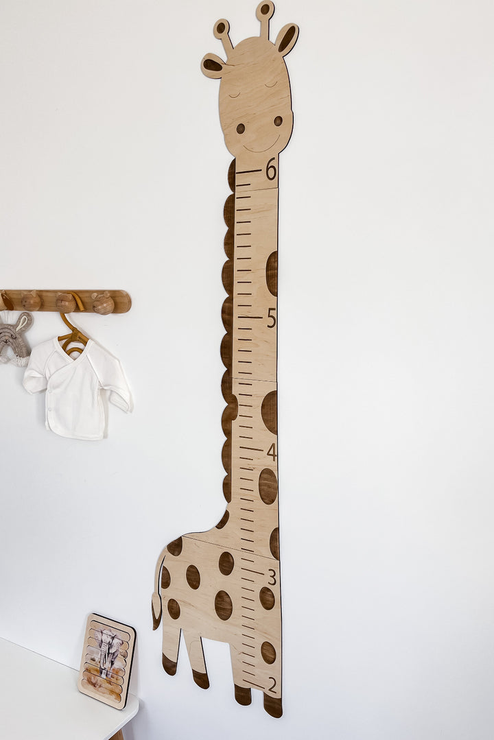 Wooden Baby Giraffe Growth Chart For Kids on the Wall