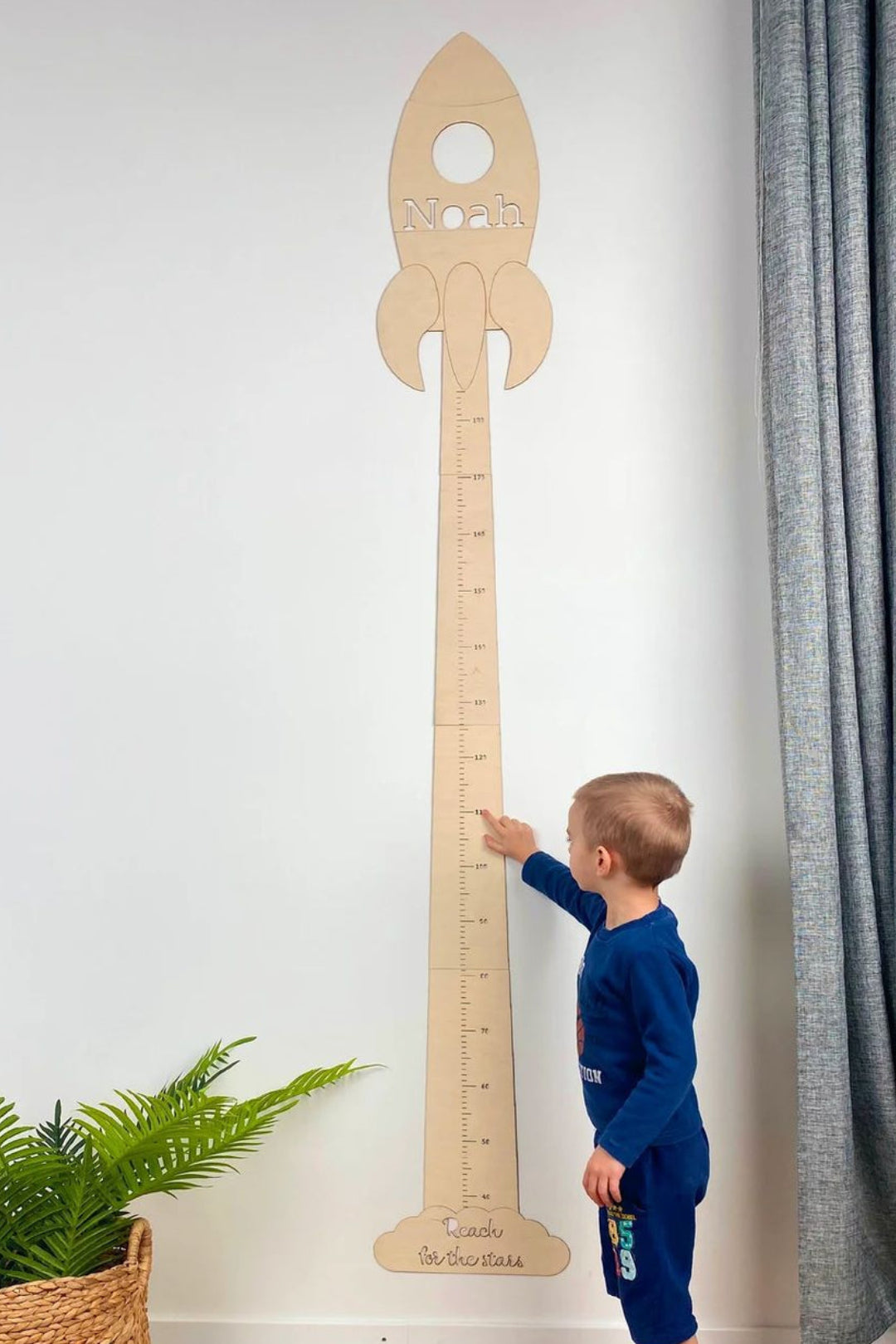 Personalized Wooden Baby Rocket Growth Chart Ruler