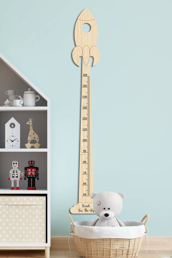 Wooden Baby Rocket Growth Chart in the Nursery