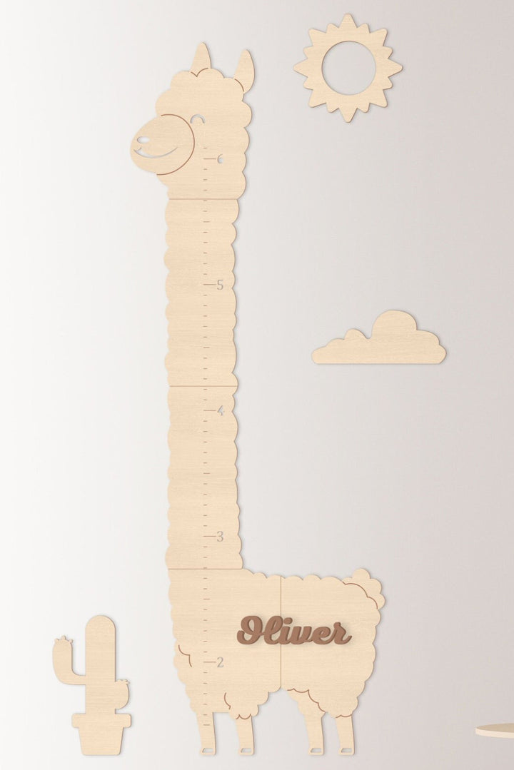Personalized Wooden Baby Growth Height Chart - Alpaca