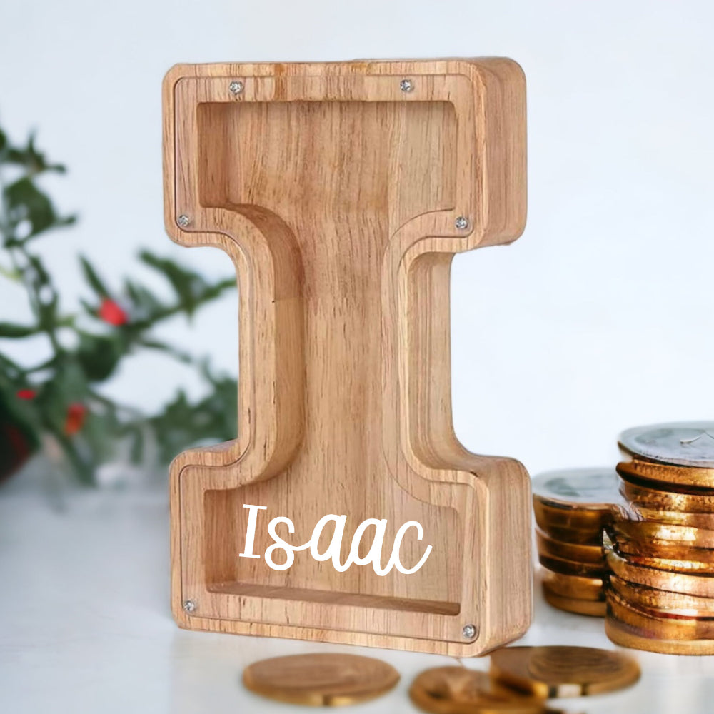 Personalized Wooden Letter Piggy Bank
