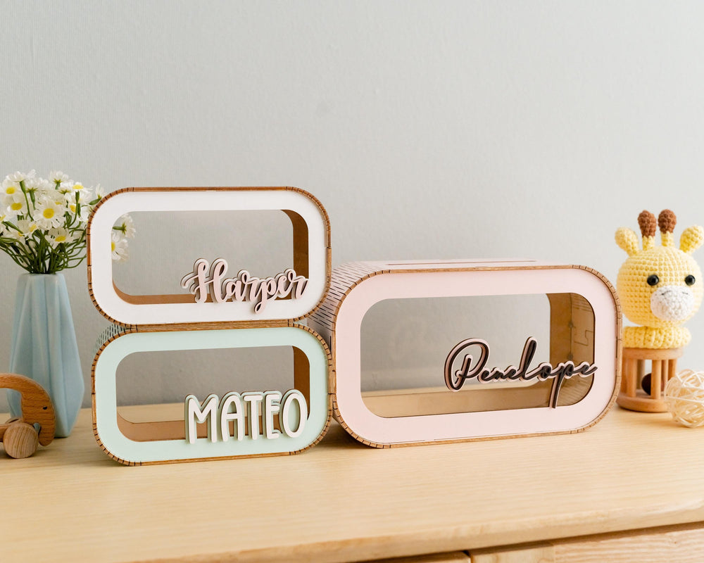 Personalized Wooden Piggy Bank for Kids