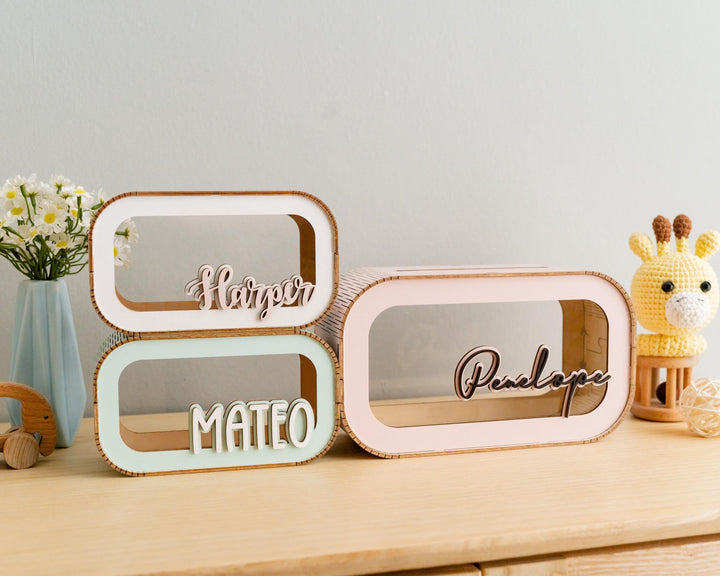 Personalized Wooden Piggy Bank for Kids