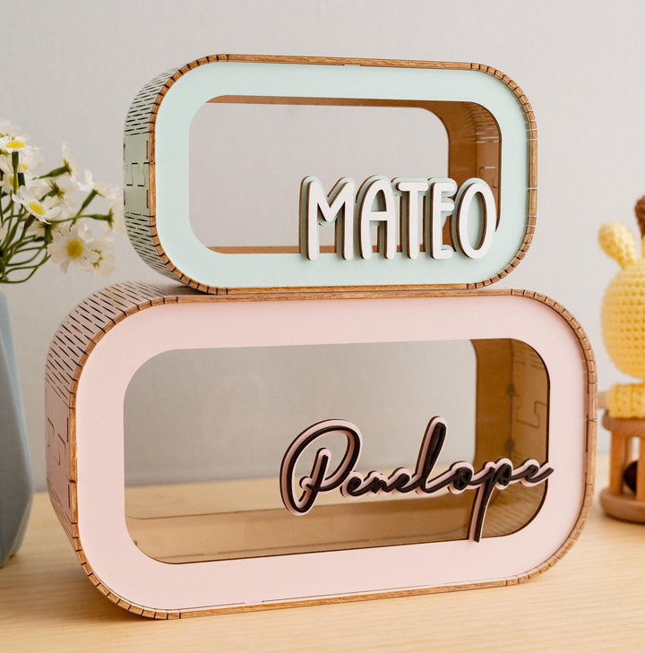 Personalized Wooden Piggy Bank for Kids