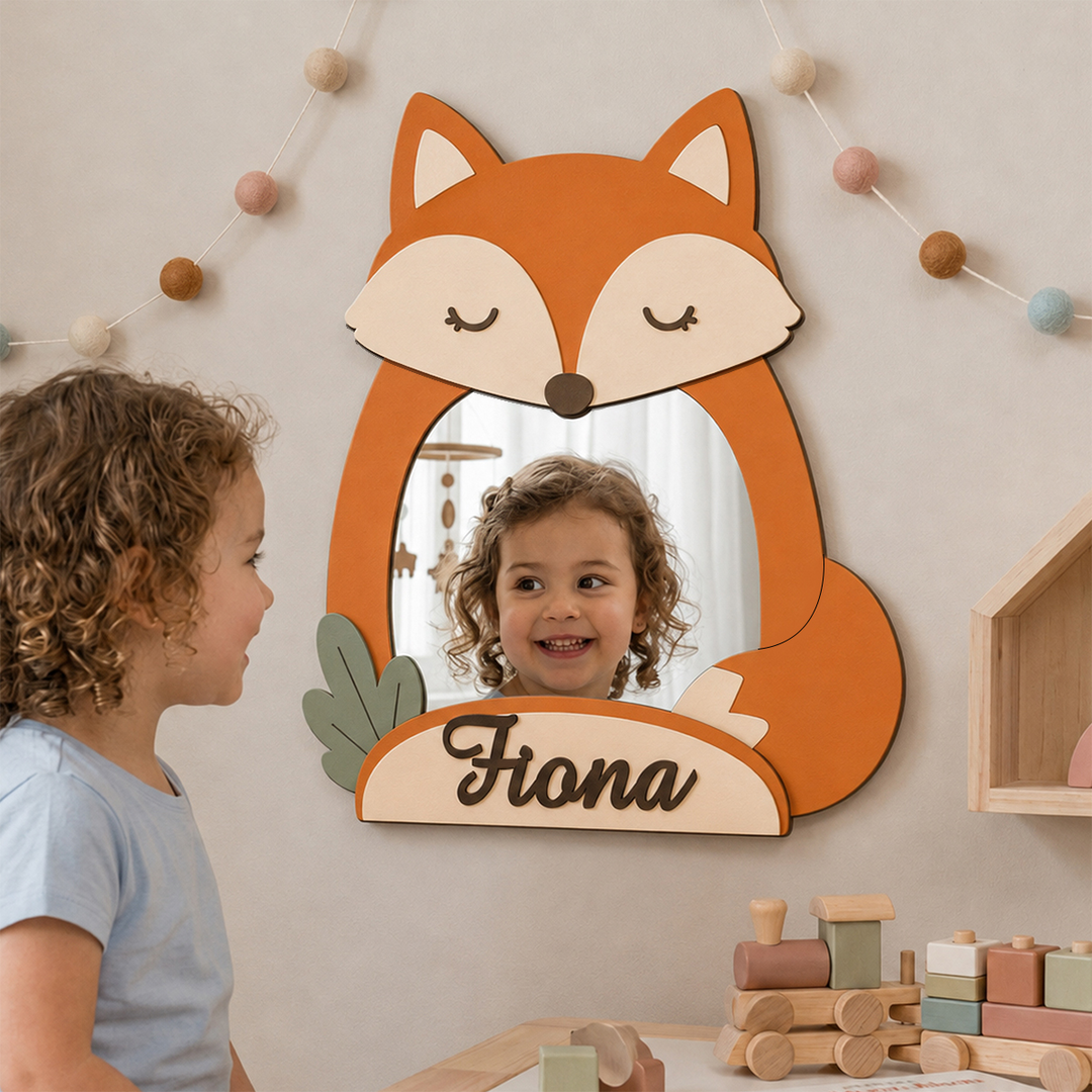 Personalized Animal Nursery Mirror for Baby Woodemon