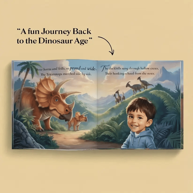 Personalized Dinosaur Adventure Book for Kids Woodemon