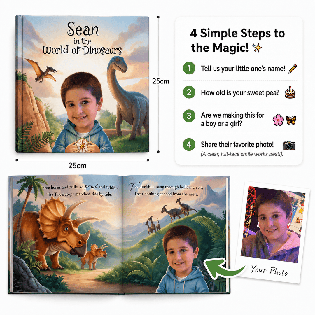 Personalized Dinosaur Adventure Book for Kids Woodemon