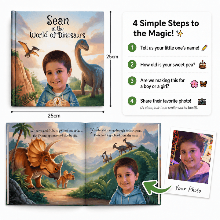 Personalized Dinosaur Adventure Book for Kids Woodemon