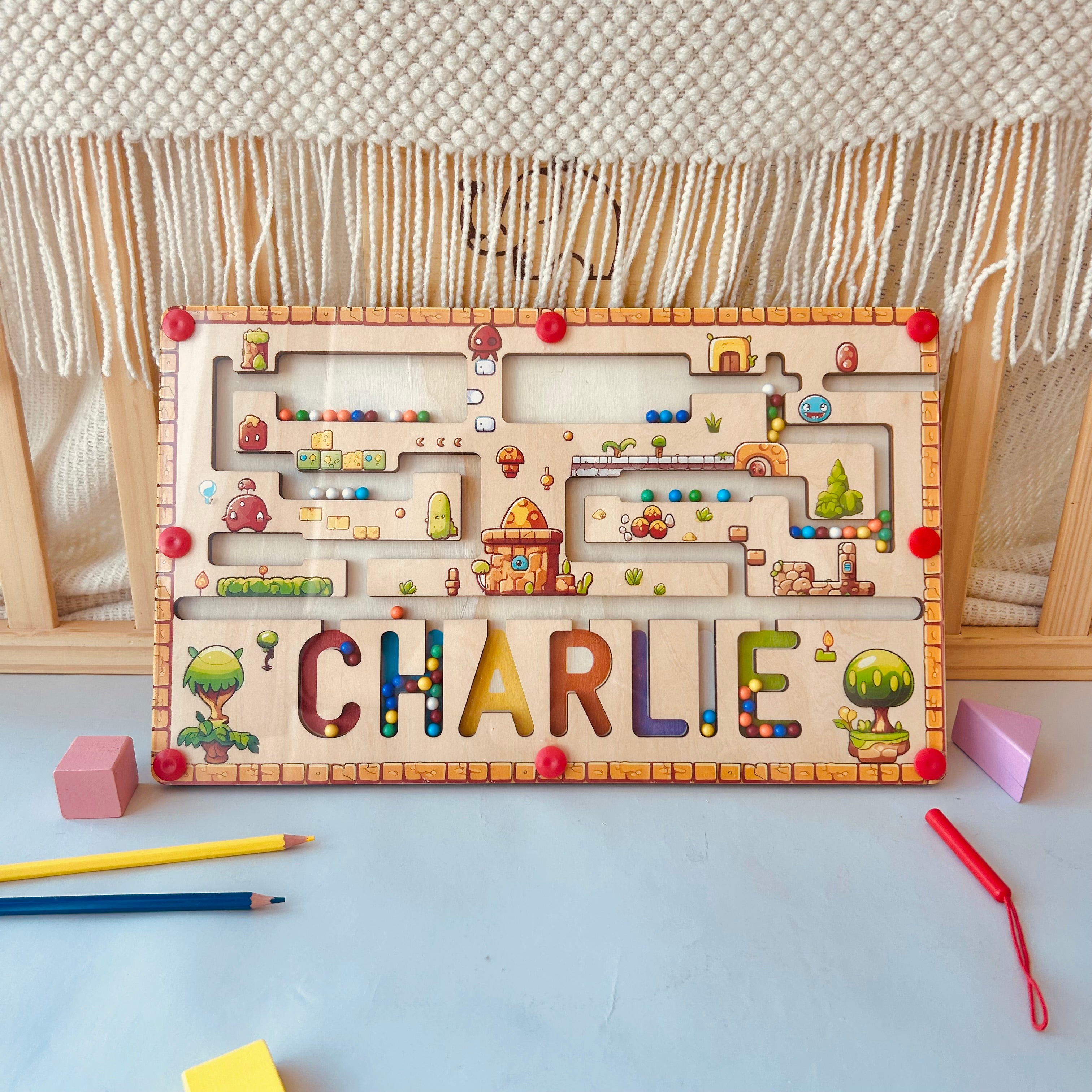 Personalized Wooden Magnetic Maze With Baby Name