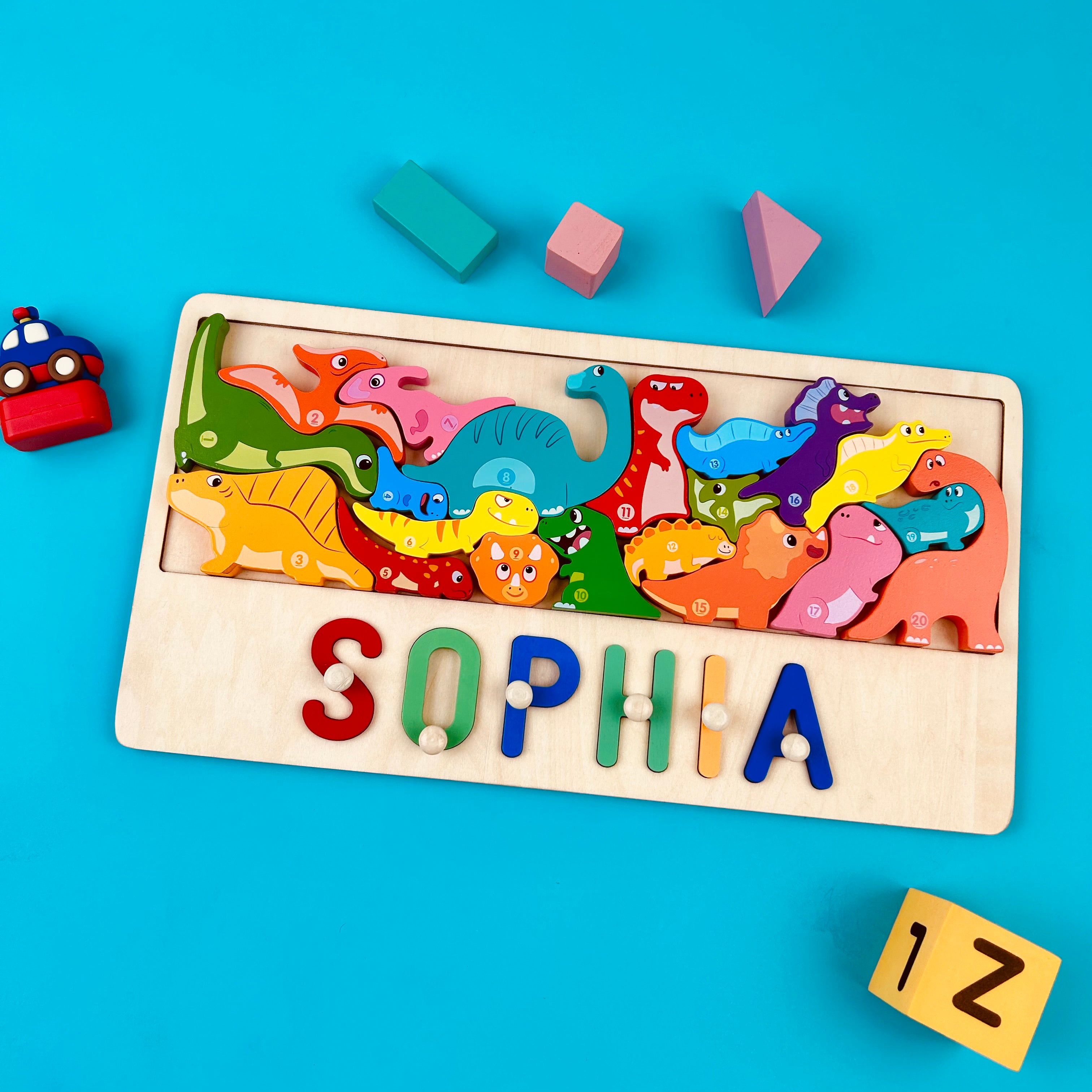 Personalized Wooden Dinosaur Stacking Puzzle