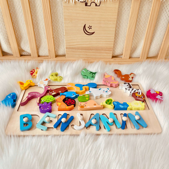 Personalized Wooden Dinosaur Stacking Puzzle