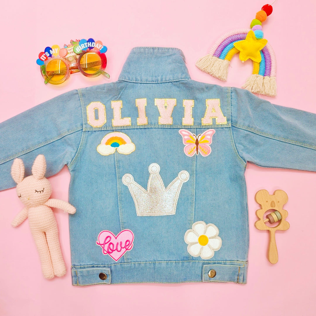 Personalized Kids Patch Denim Jacket, Custom Name Jacket For 1-8 Years