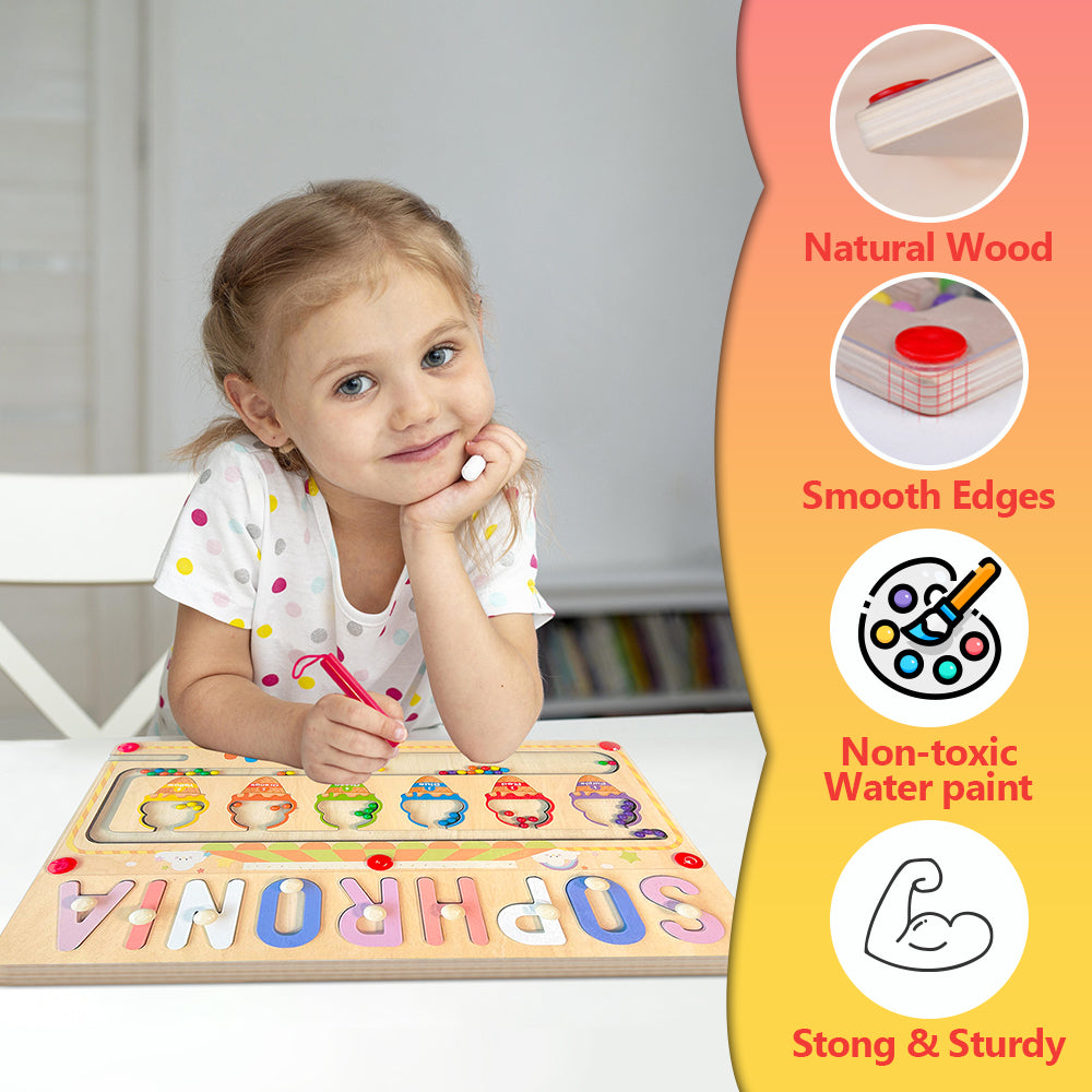 Personalized Wooden Magnetic Maze With Customized Name Puzzle