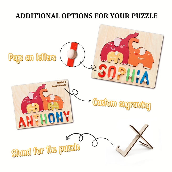 Family Elephants Name Puzzle-Accessories