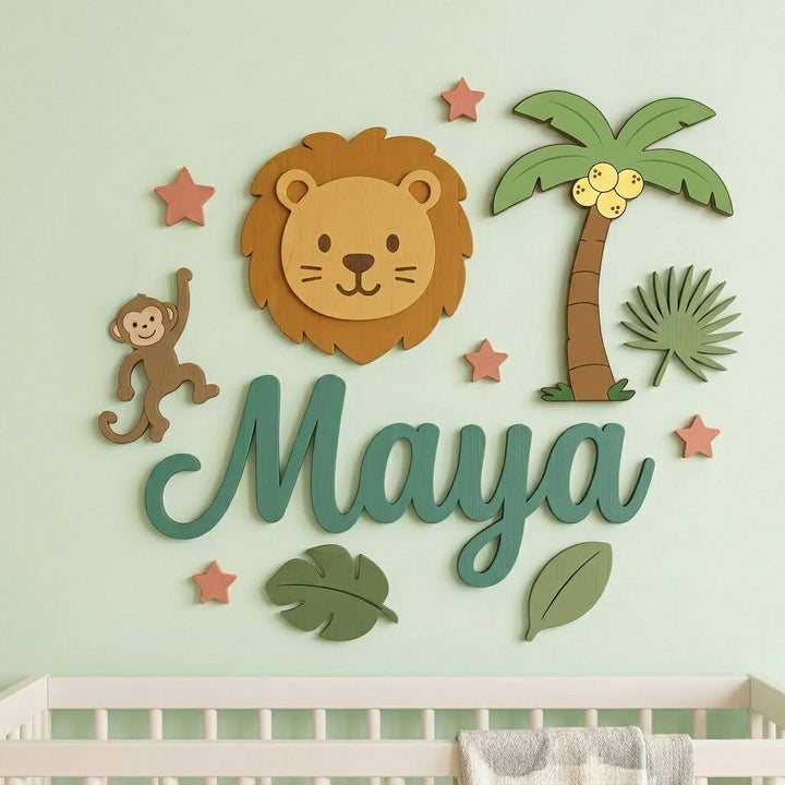 Personalized Wooden Nursery Name Sign – Animal Nursery Name Signs