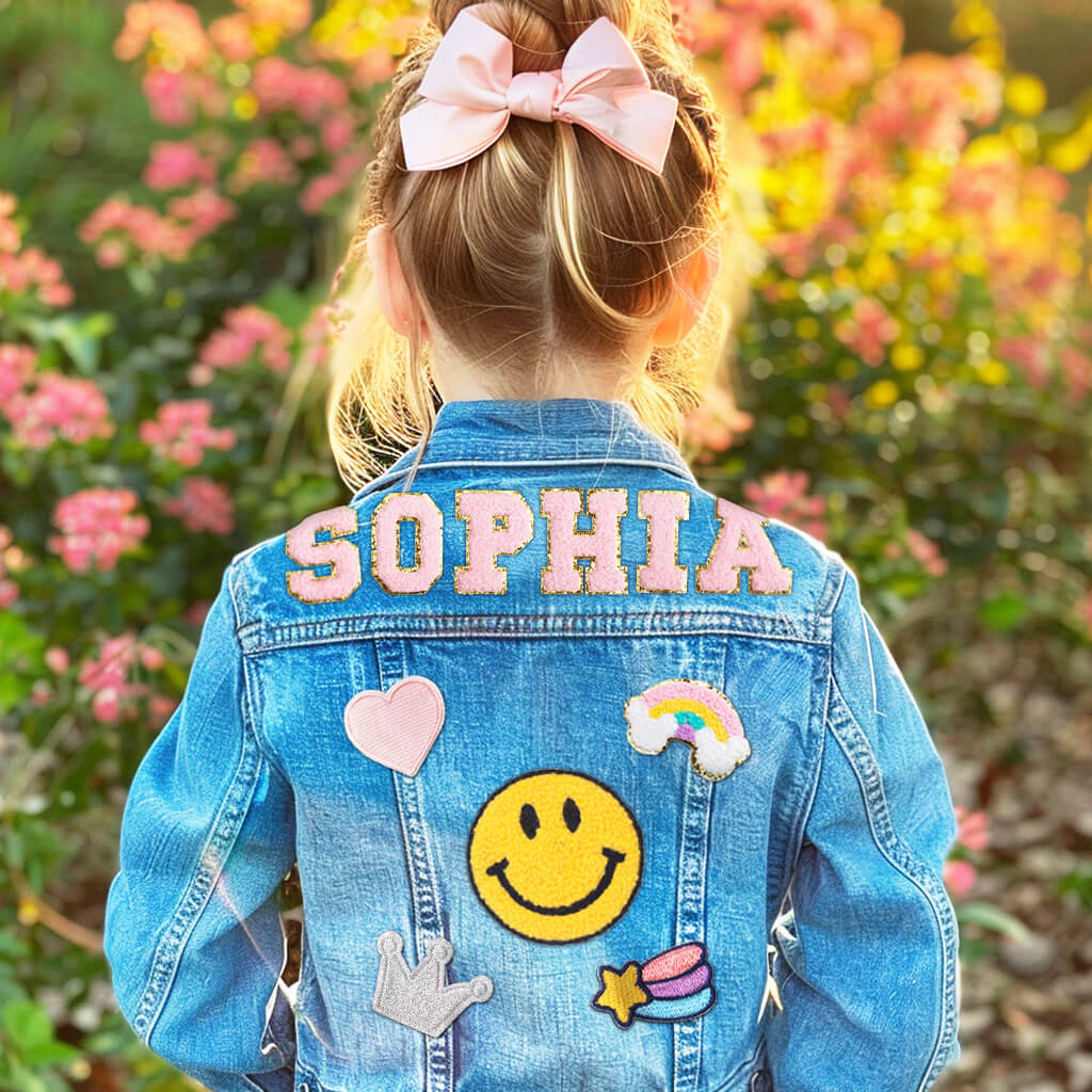 Personalized Kids Patch Denim Jacket, Little Girl Jacket