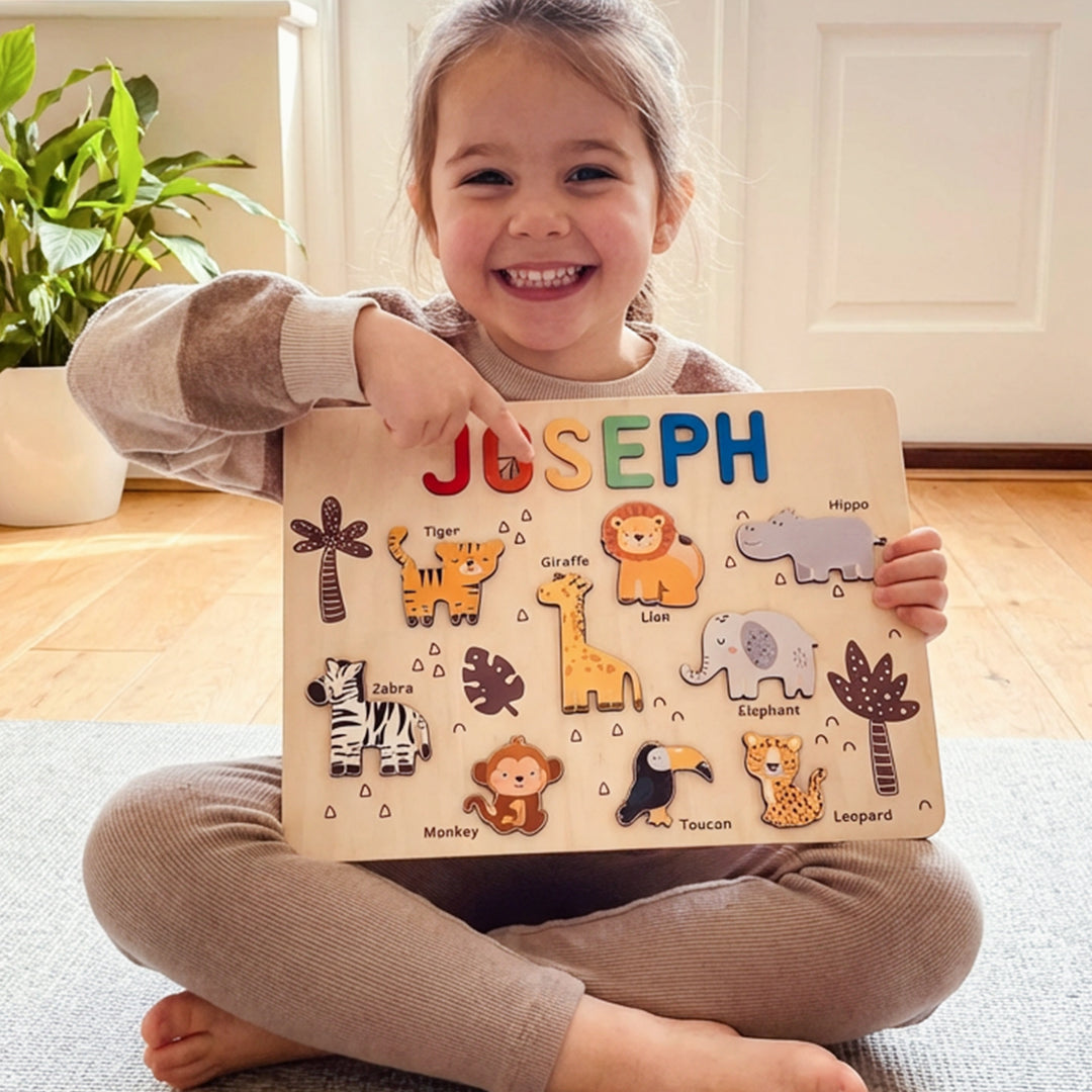Personalized Jungle Animal Name Puzzle