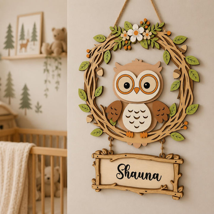 Personalized Owl Nursery Name Sign