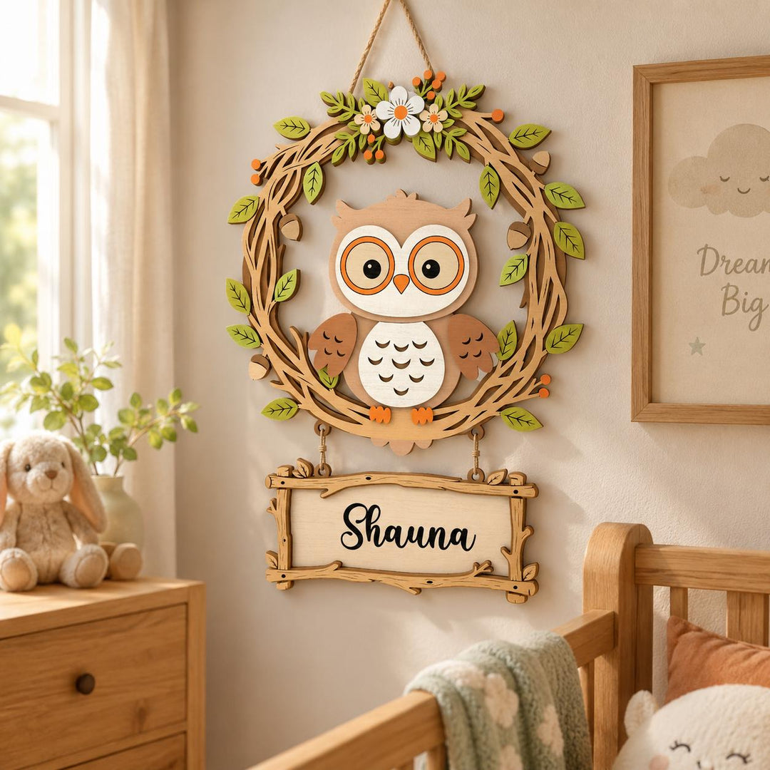 Personalized Owl Nursery Name Sign