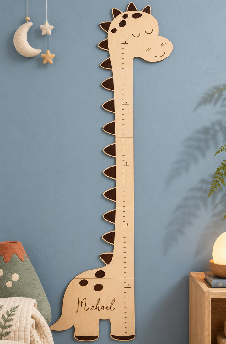 Personalized Wooden Dinosaur Growth Chart Height Ruler Woodemon