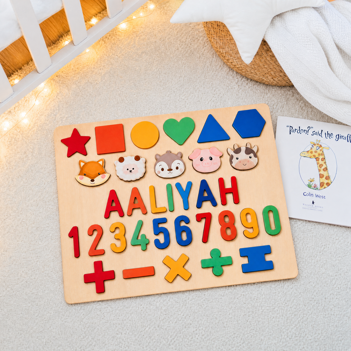 Personalisiertes pädagogisches Namenspuzzle aus Holz