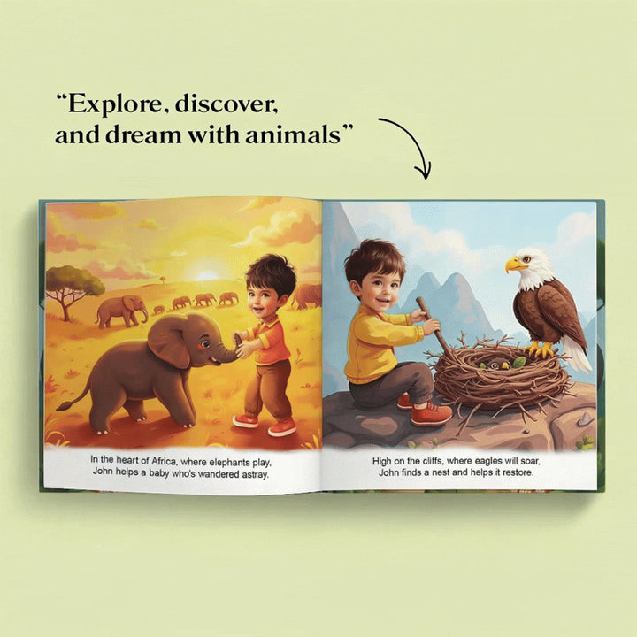 Personalized Animal Adventure Story Book for Kids Woodemon