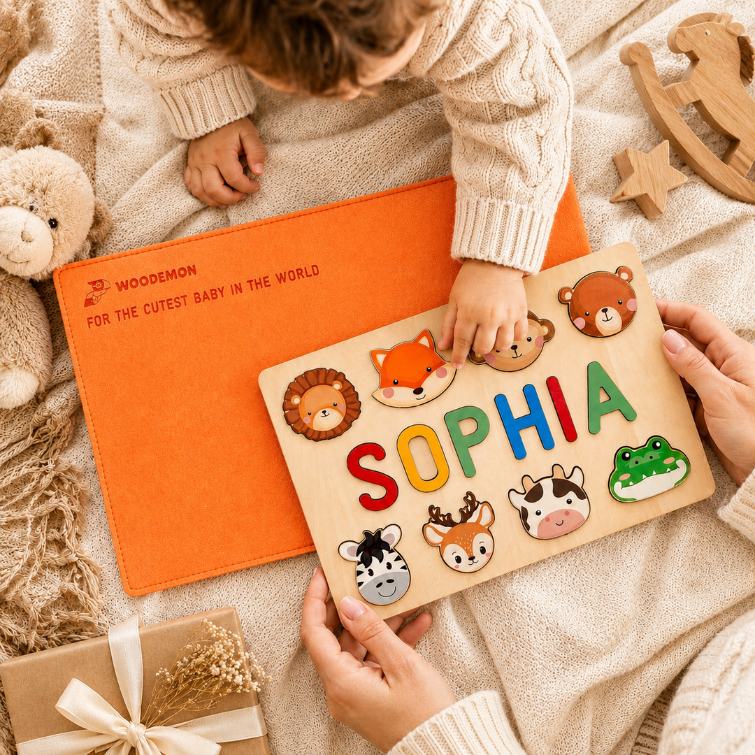 Custom Name Puzzle Gift Set for Kids woodemon