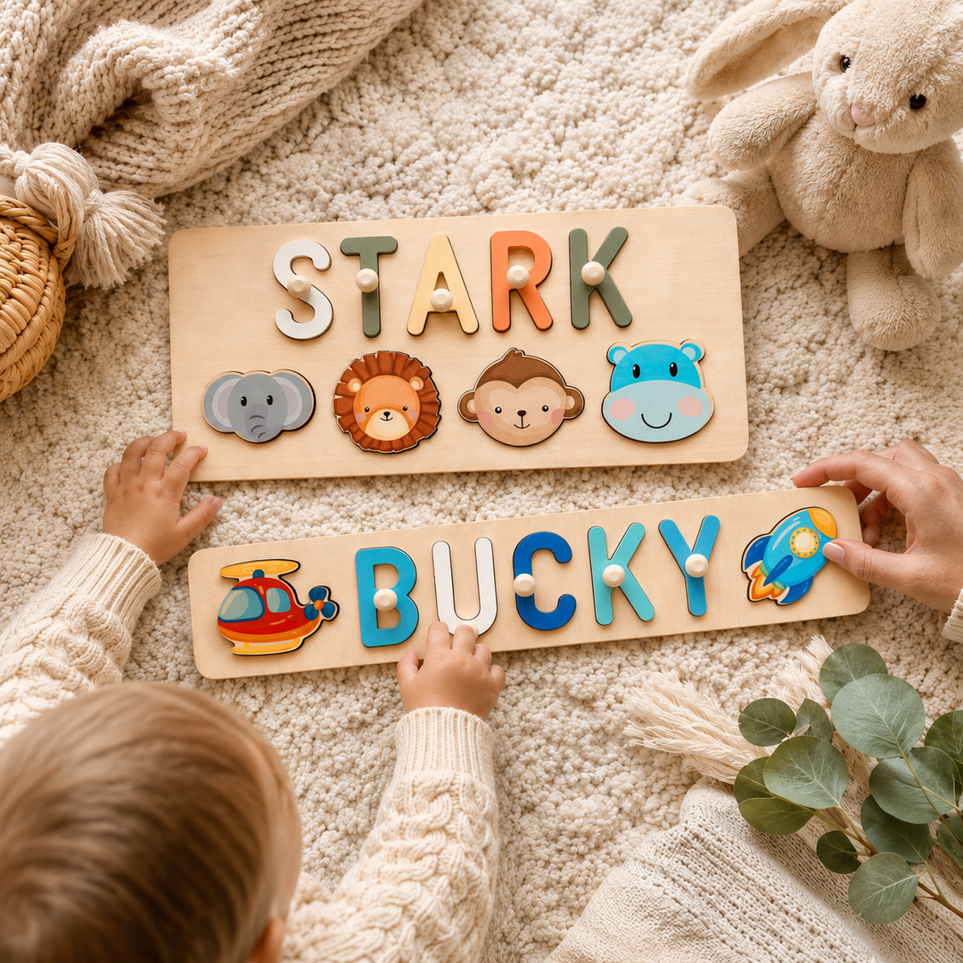 Custom Name Puzzle Gift Set for Kids woodemon