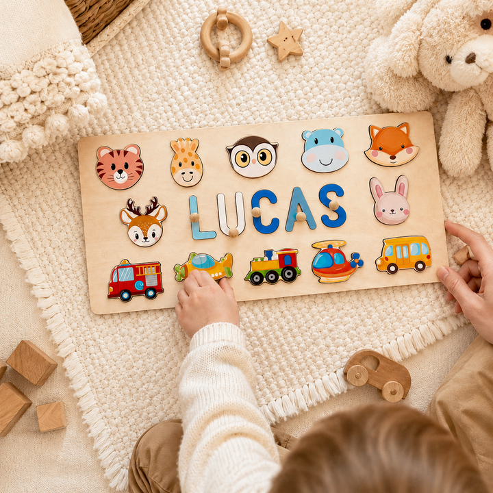Custom Name Puzzle Gift Set for Kids woodemon