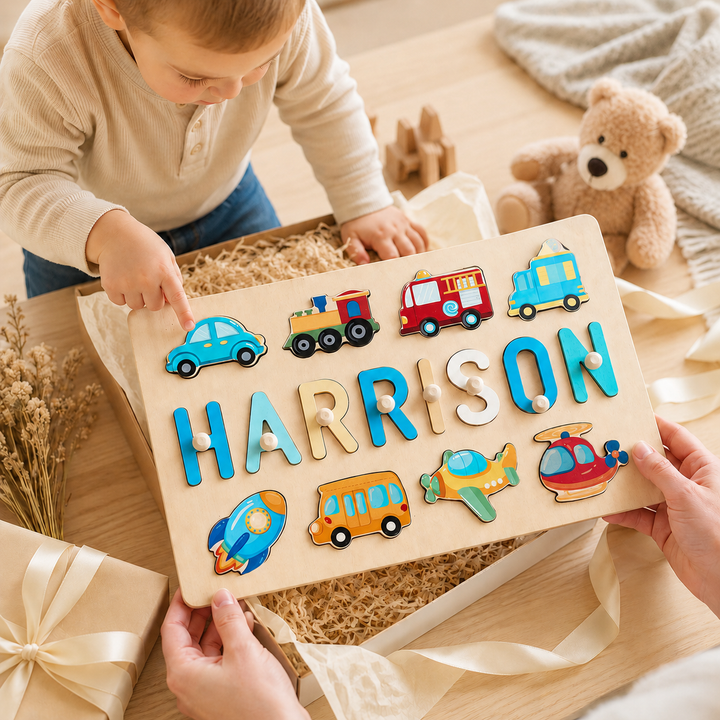 Custom Name Puzzle Gift Set for Kids woodemon