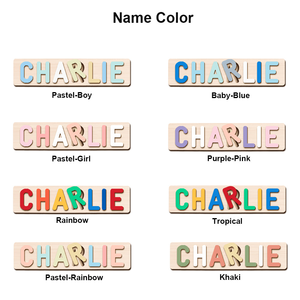 Personalisiertes Baby-Namenspuzzle-Element aus Holz mit Namen