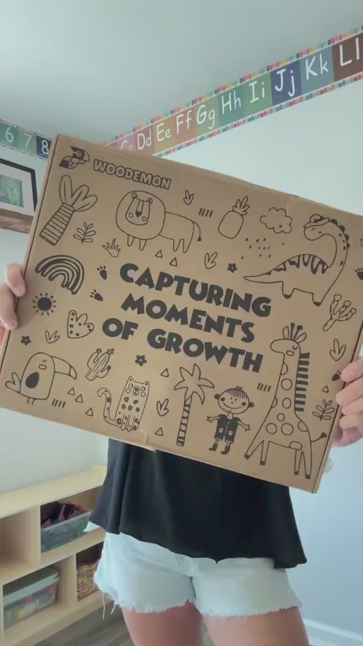 Personalisiertes Dinosaurier-Wachstumsdiagramm-Höhenlineal aus Holz